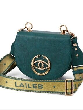 LAILEB Luna Dark Green Teal Crossbody Bag Gold Hardware Multiple Straps NIB